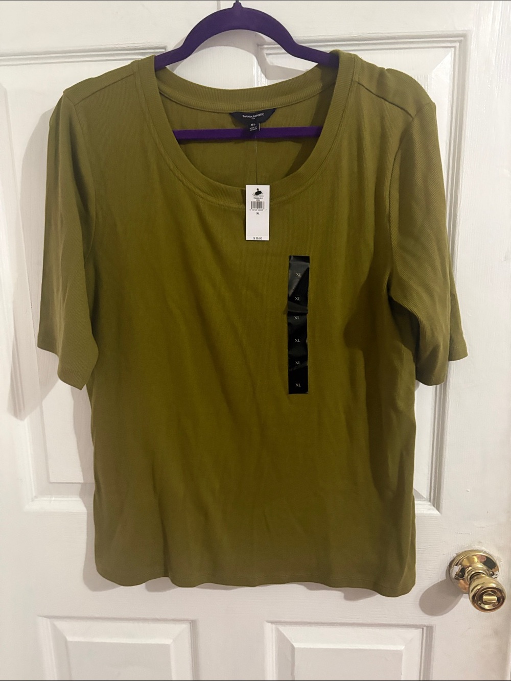 Eileen Fisher Olive Crew Neck Short Sleeve Top